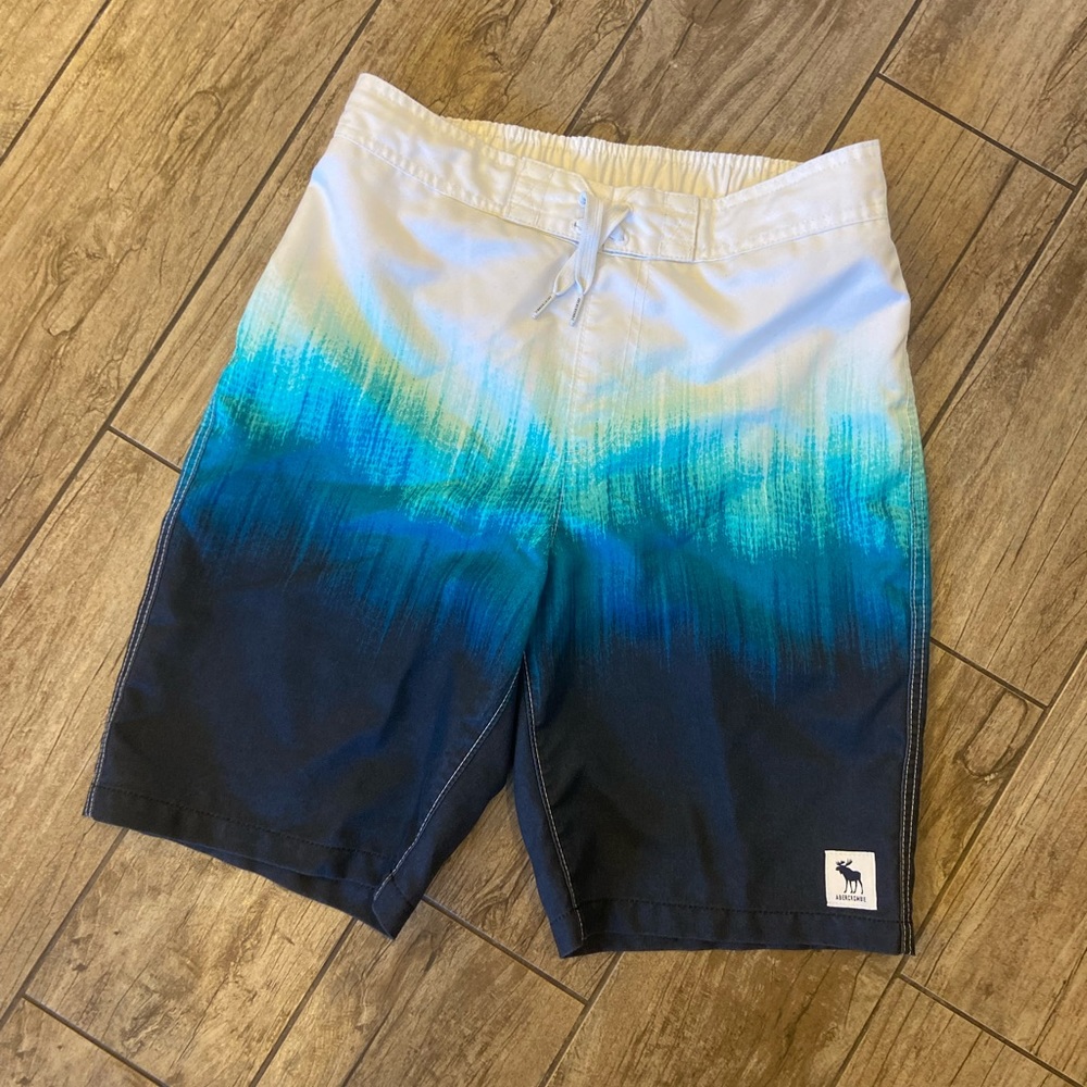 Boys Abercrombie Blue, Teal, White Ombré Swim Board-shorts
